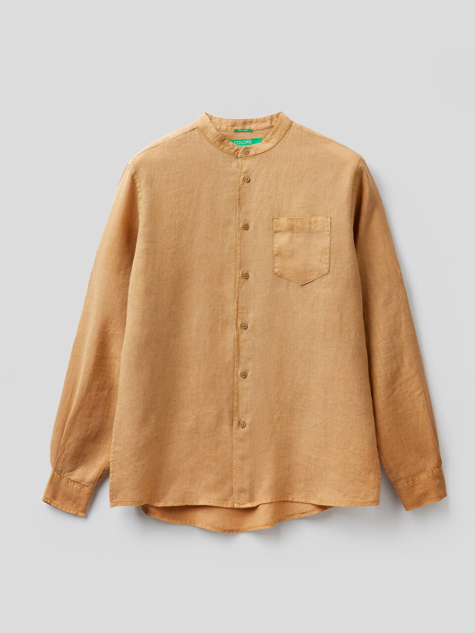 Camisa gola coreana 100% linho image number 1