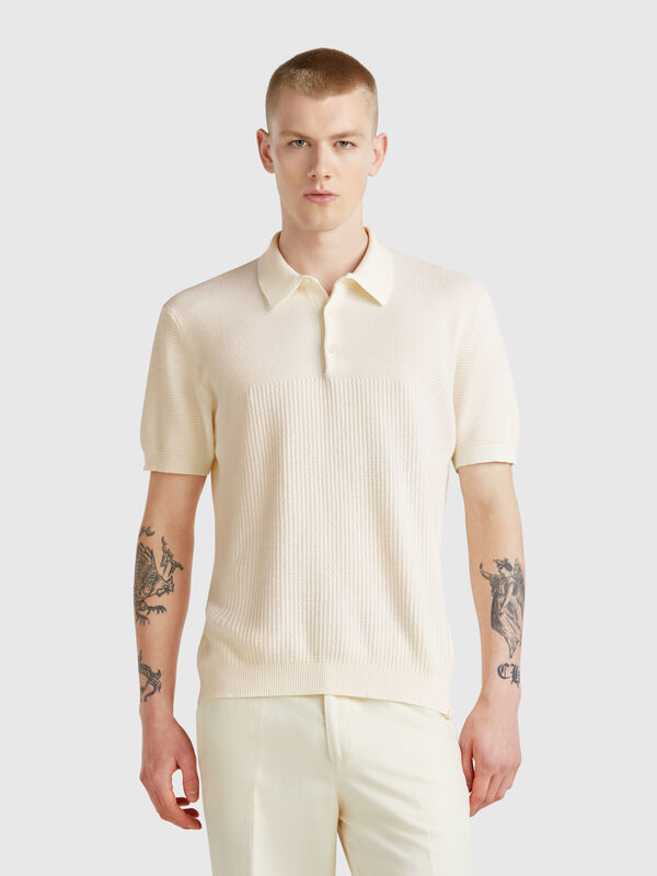 Polo de malha com manga curta Homem