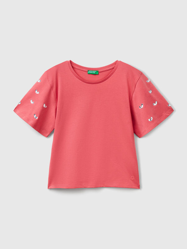 Camiseta com mangas de strass Menina