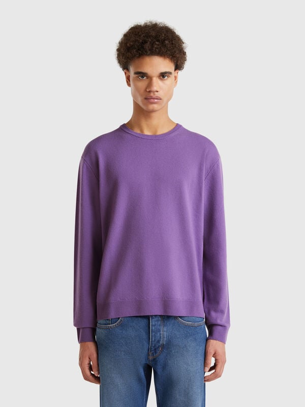 Camisola violeta em pura lã Merino Homem