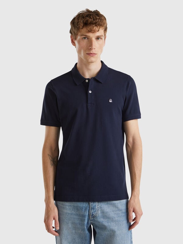 Polo azul meia-noite slim fit Homem