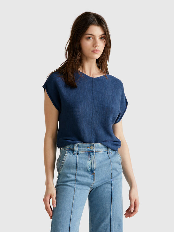 Camisola em algodão e linho Mulher