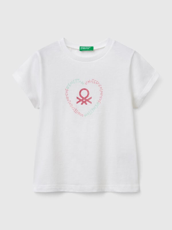 T-shirt com estampa glitter Menina