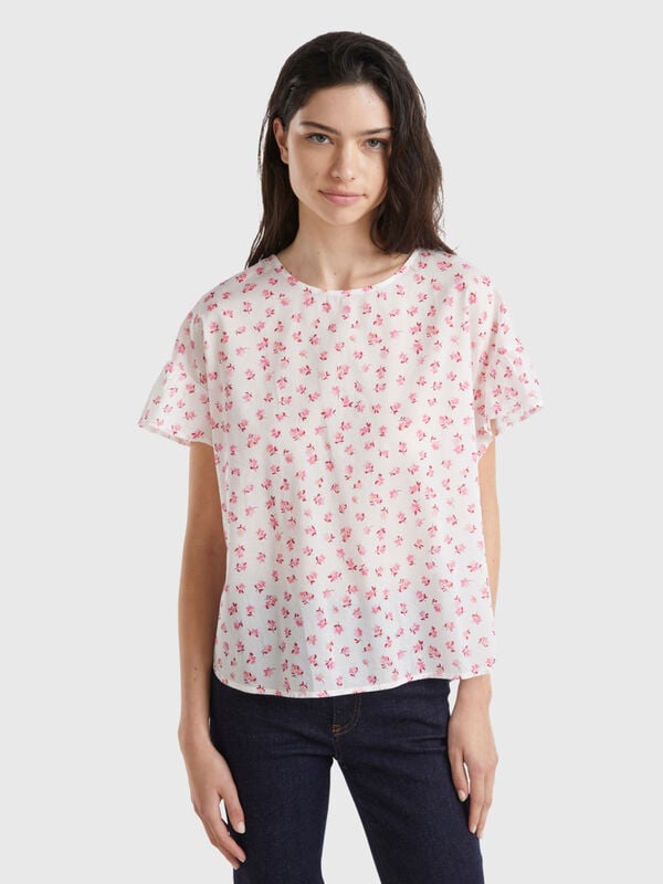 Blusa padrão em algodão leve Mulher