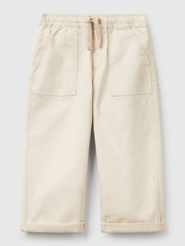Joggers em algodão stretch com cordão de ajuste Menino