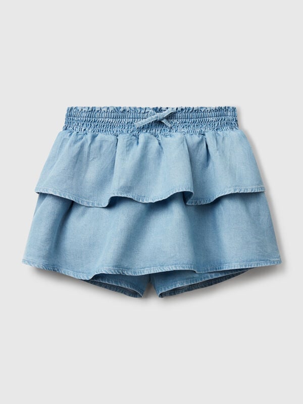 Minissaia em chambray com folho Menina