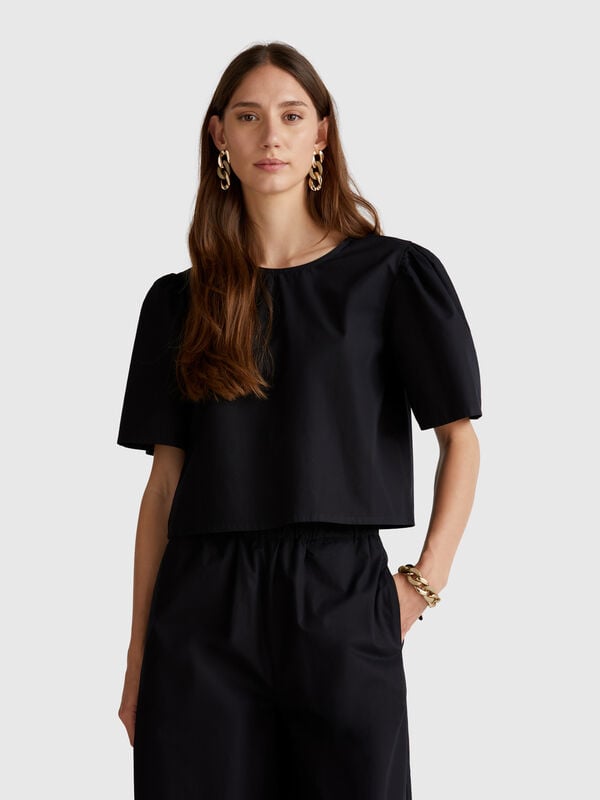 Blusa evasé com manga folho Mulher
