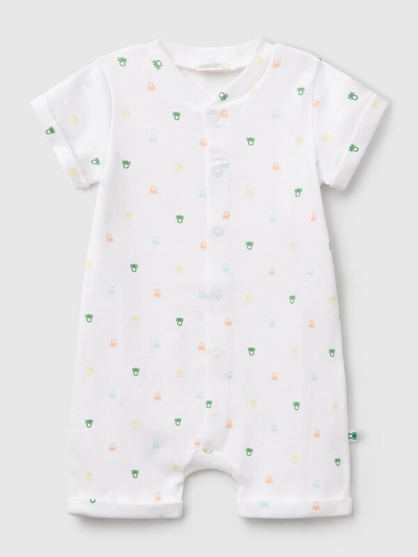 Babygrow branco com estampa logótipos Recém-nascido