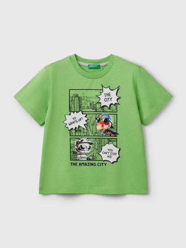 T-shirt de gola redonda com estampa Menino
