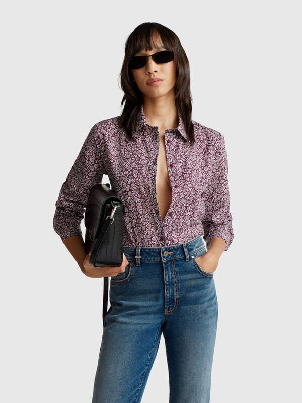 Camisa padrão em algodão leve Mulher