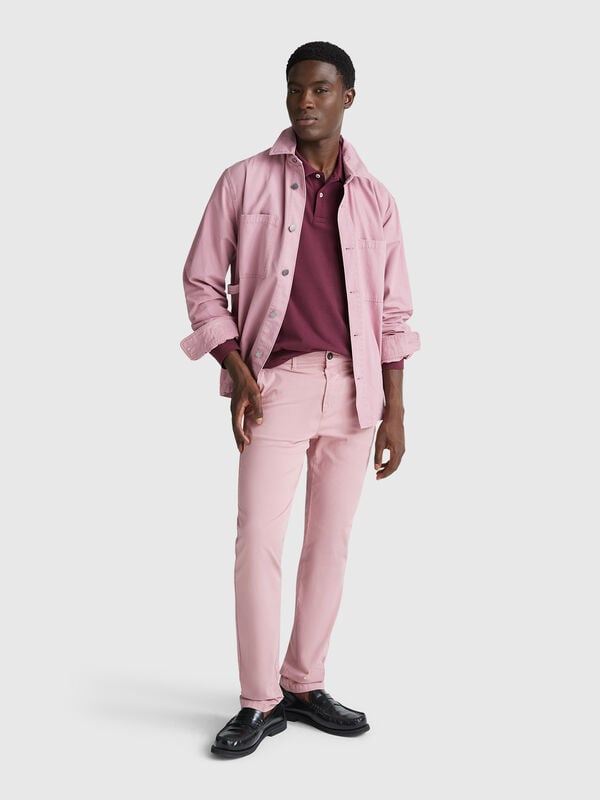 Chinos slim fit em algodão Homem