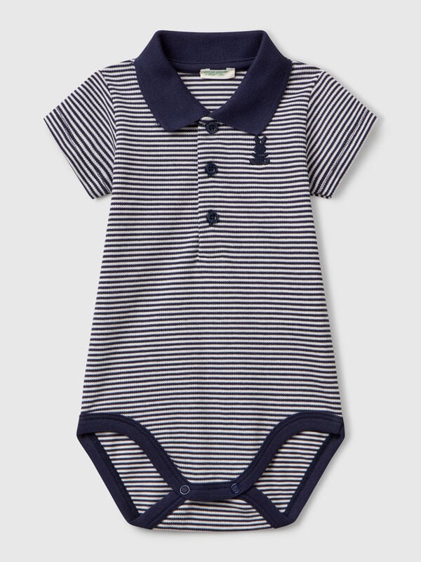 Body polo em algodão stretch Recém-nascido