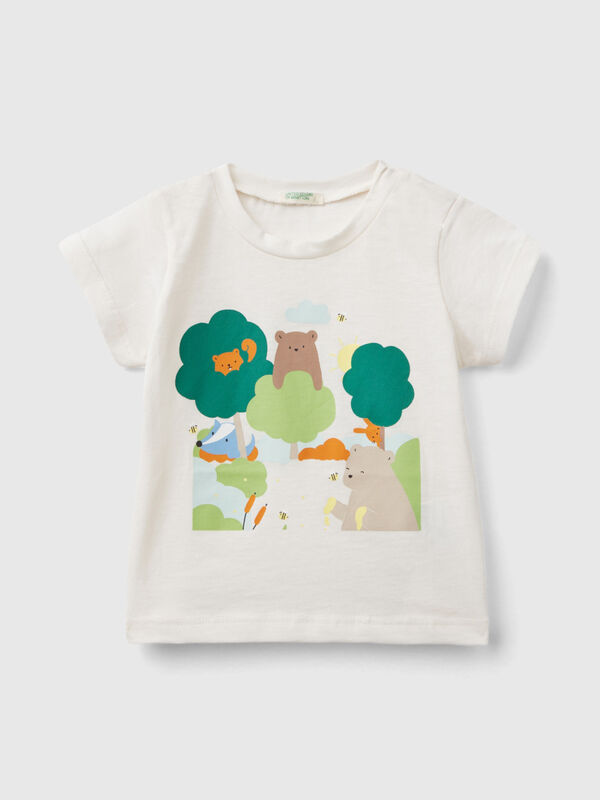 T-shirt em algodão orgânico com estampa Recém-nascido