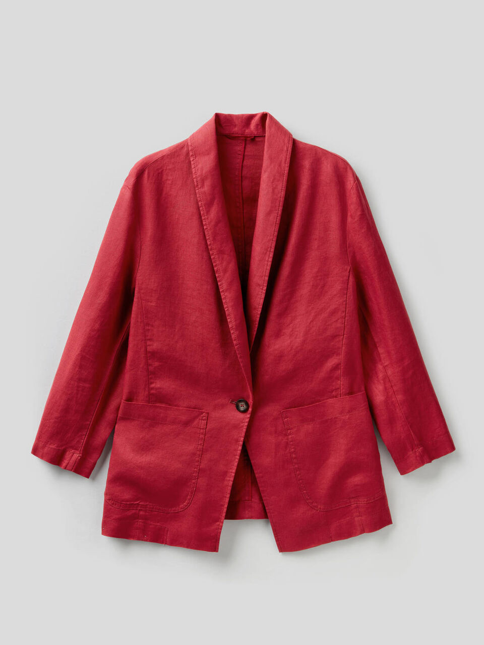 Blazer de linho com mangas 3/4 image number 1