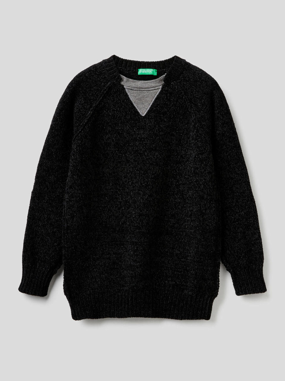 Camisola em chenille com detalhes em contraste image number 1