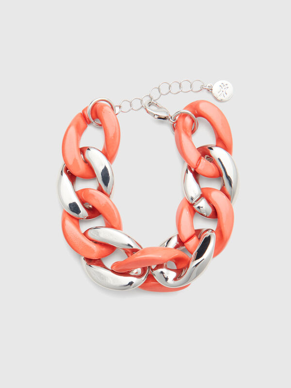 Pulseira de corrente prateada e rosa Mulher