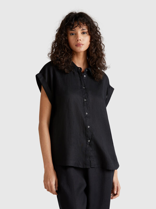 Camisa regular fit em linho puro Mulher