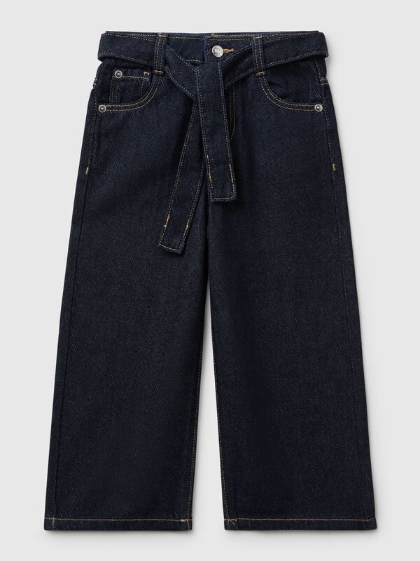 Jeans wide fit com laço Menina