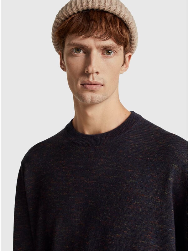 Camisola em mistura de lã e linho Homem