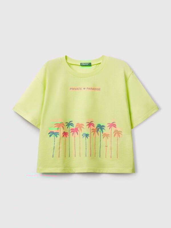 T-shirt com estampa glitter Menina