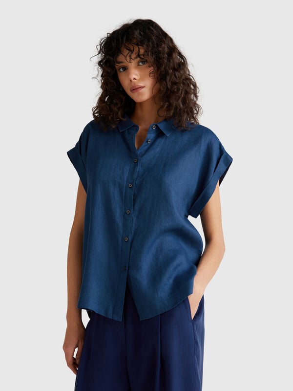 Camisa regular fit em linho puro Mulher
