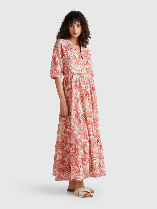 Vestido com estampado tropical Mulher