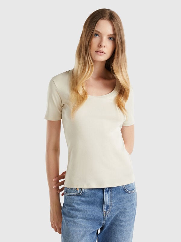 T-shirt de manga curta em algodão de fibra longa Mulher