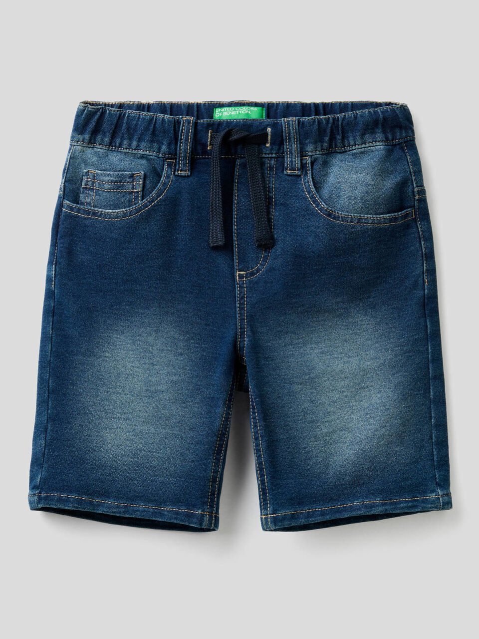 Bermudas em felpo efeito denim image number null