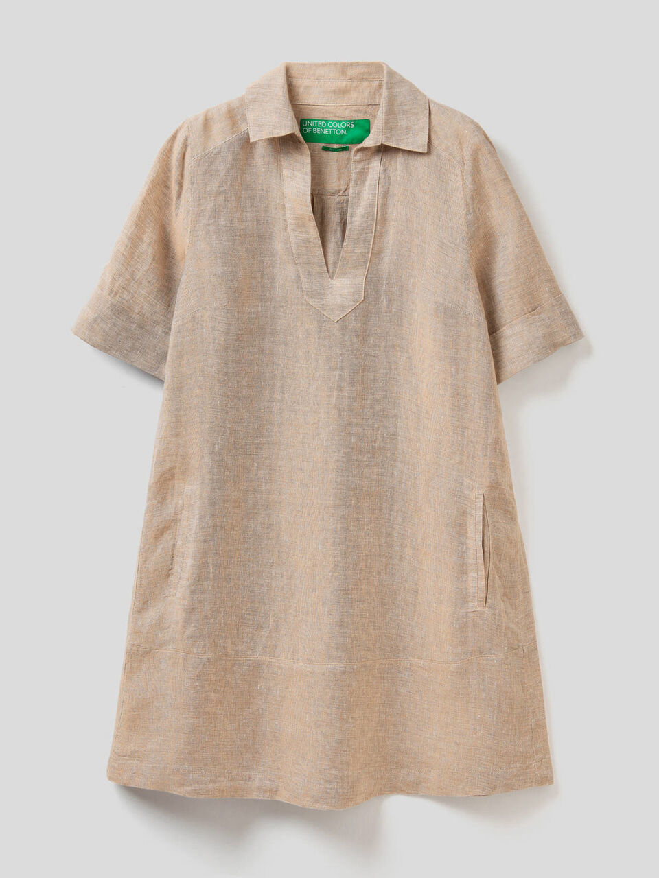 Vestido curto em 100% linho image number null