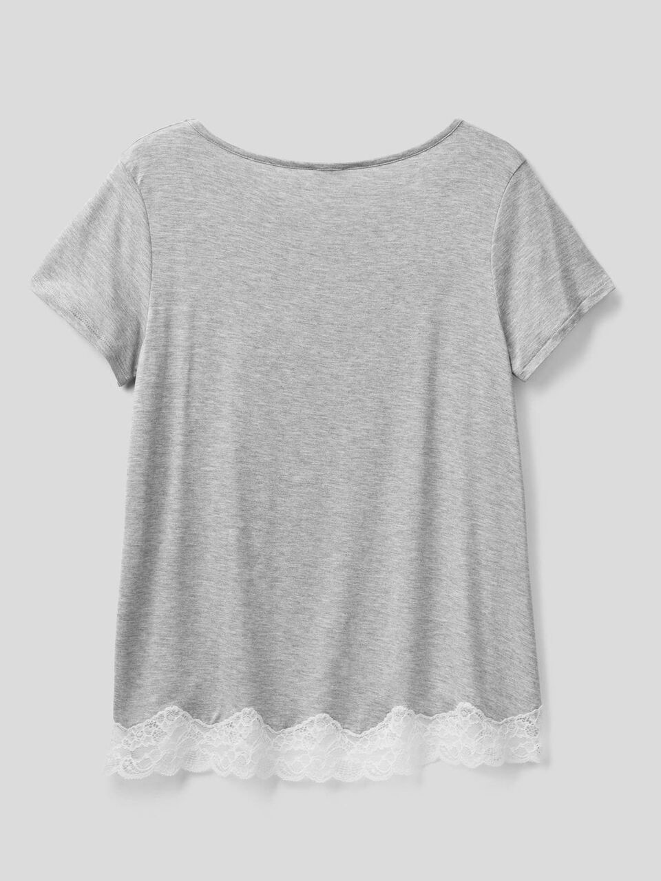 T-shirt de manga curta com renda image number 2