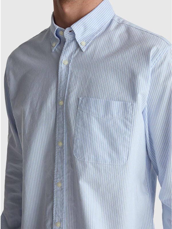 Camisa &agrave;s riscas regular fit button down Homem