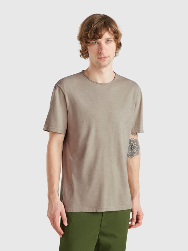 T-shirt verde sálvia em algodão flamé Homem