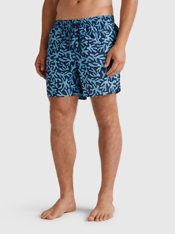 Shorts de natação em nylon estampado Homem