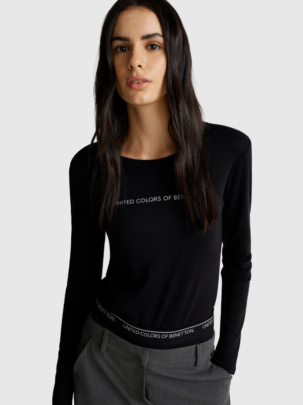 T-shirt de manga comprida 100% algodão Mulher