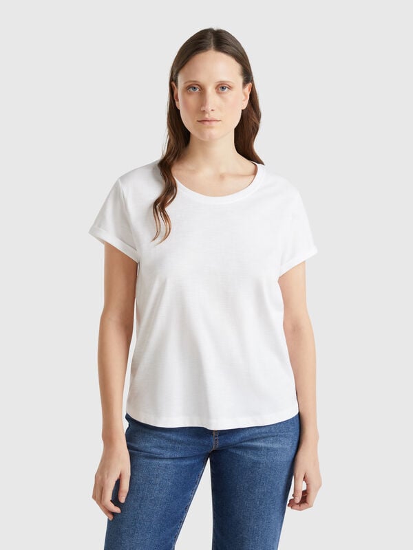 T-shirt de manga curta em algodão leve Mulher