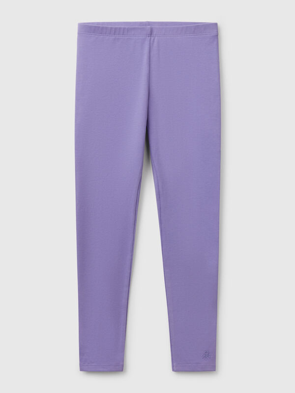 Leggings em algodão stretch com logótipo Menina