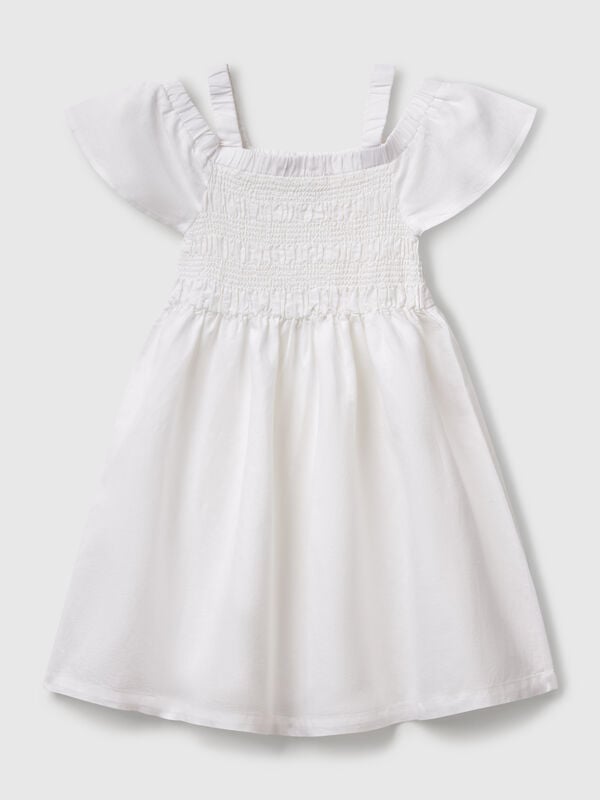 Vestido em mistura linho Menina