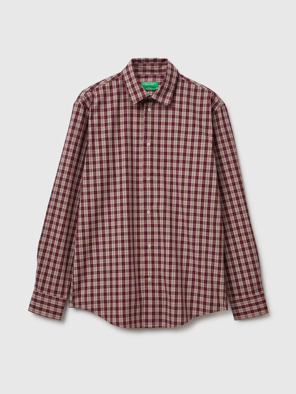 Camisa aos quadrados 100% algodão Homem