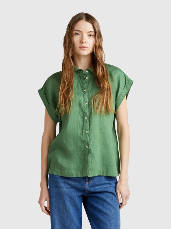 Camisa regular fit em linho puro Mulher