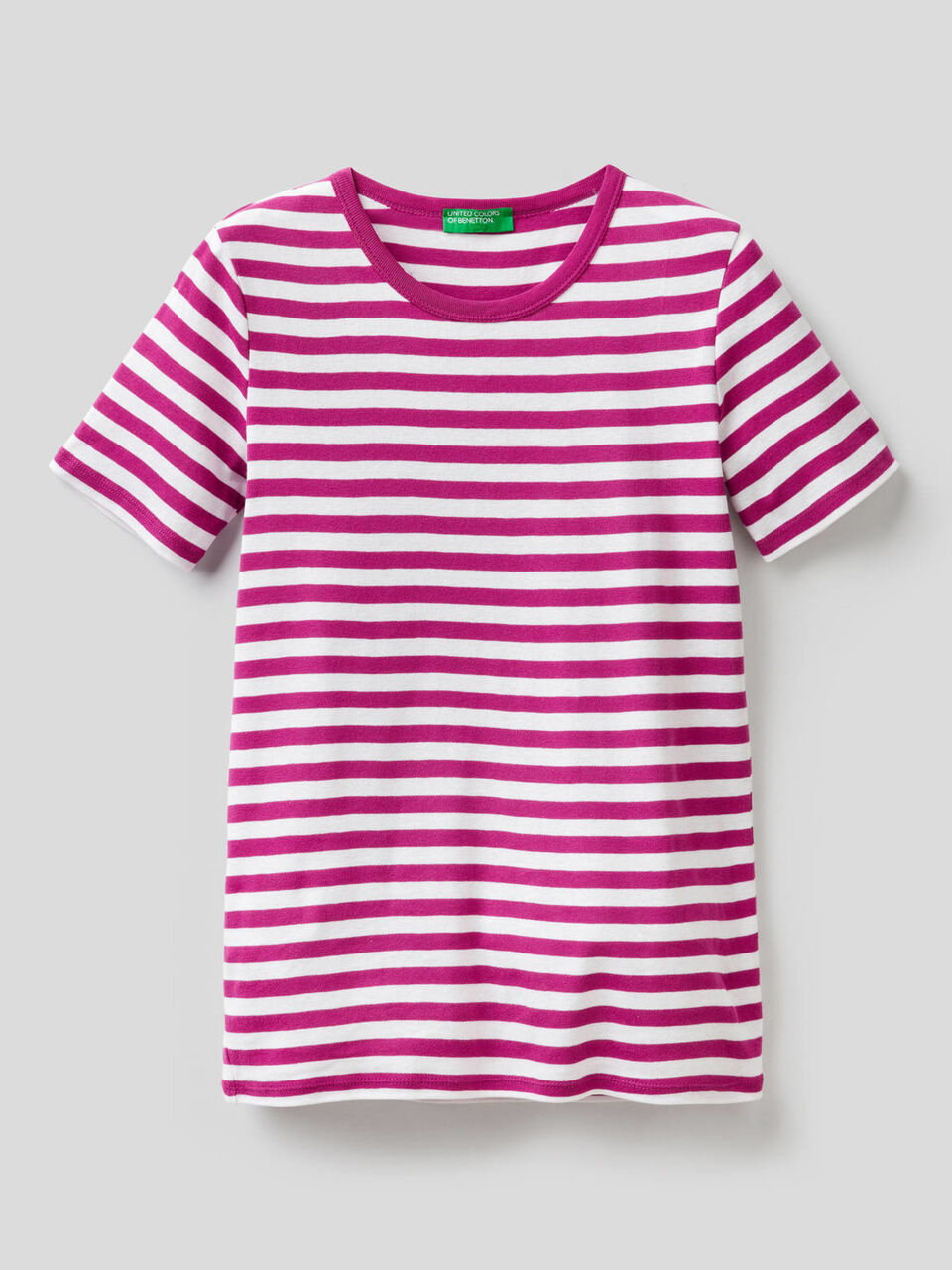 T-shirt de gola redonda às riscas image number 1