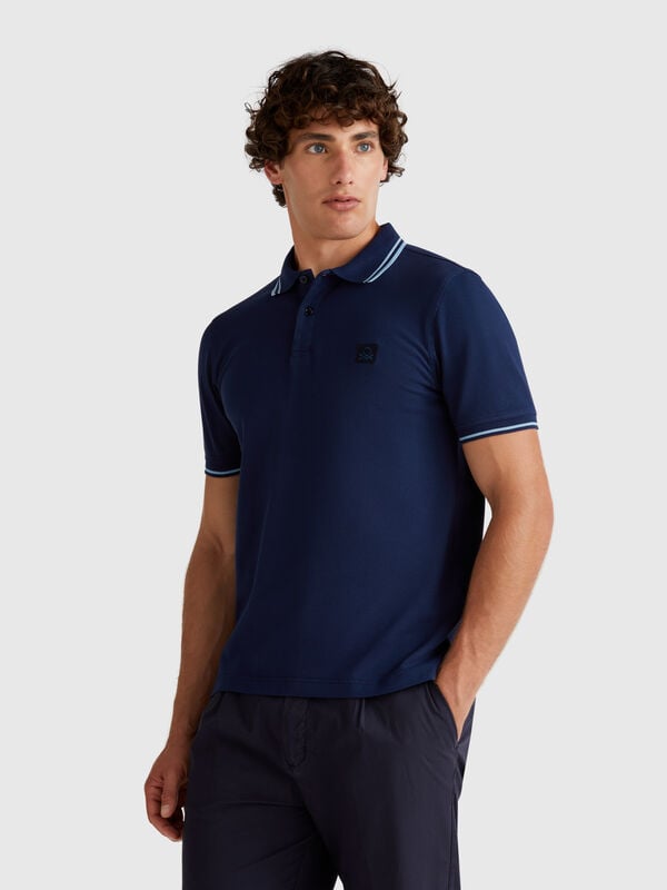 Polo slim fit azul meia-noite Homem