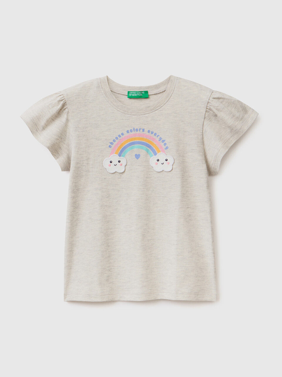 T-shirt com estampa glitter e patch