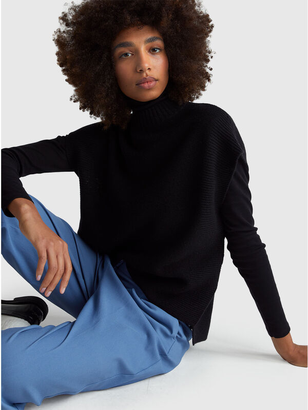 Colete de gola alta em mistura de lã Mulher