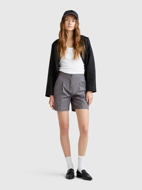 Bermudas em algodão elástico Mulher