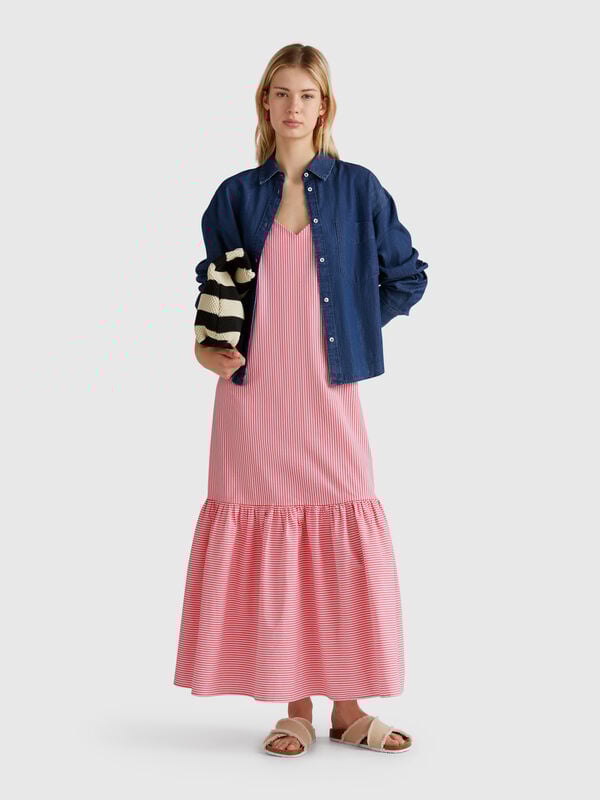 Vestido longo listrado Mulher