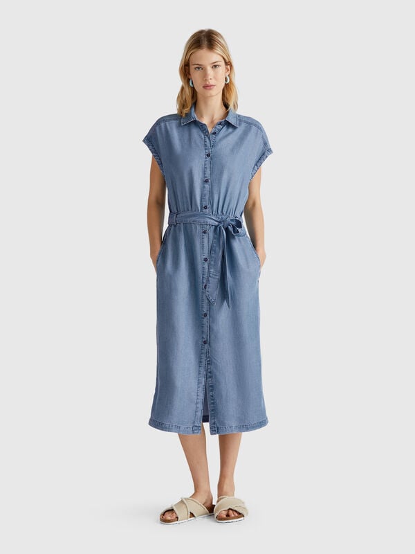 Chemise em chambray com laço Mulher