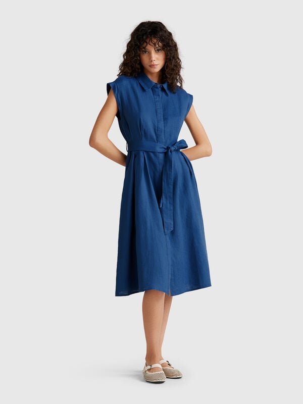 Chemise em linho puro Mulher