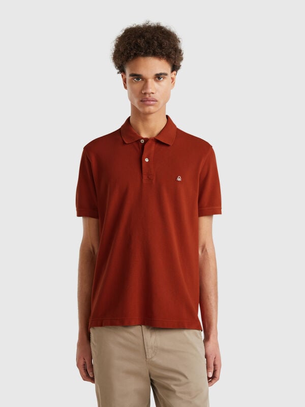 Polo regular fit vermelho escuro Homem