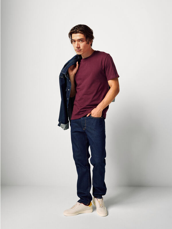 T-shirt em algodão de fibra longa Homem