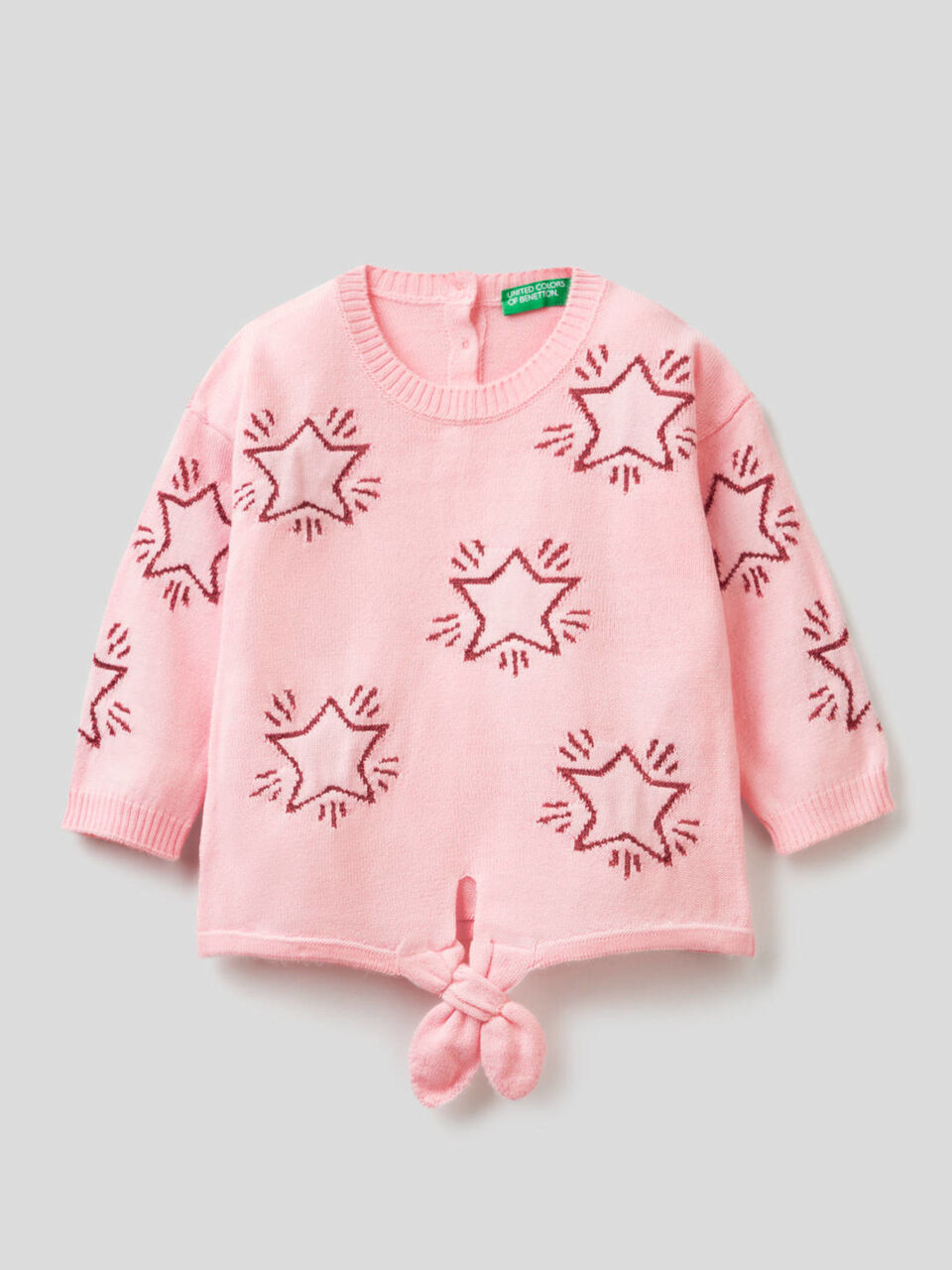 Camisola com intársia de estrelas e laço image number 1